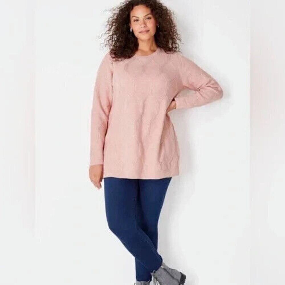 J. Jill Cabled Knit Sweater Tunic Feminine Boho Cottage Grandma Chic Academia L